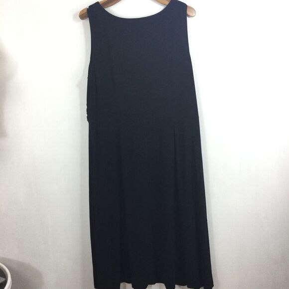K&K Originals Womens Sleeveless Round Neck Ruched Waist Dress Solid Black 20W - Picture 3 of 6
